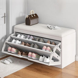 HOMCOM Scarpiera Da Ingresso Seduta Imbottita Armadietto Per 4 Paia Di Scarpe 80x33x49cm Grigio 62351537