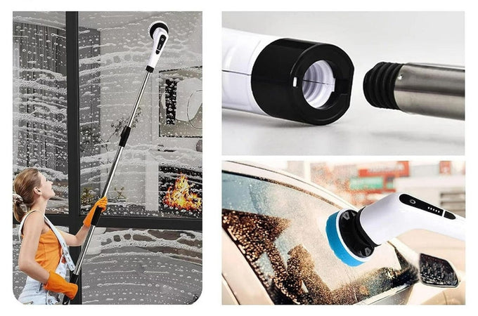 Spazzola Rotante Elettrica Multifunzione 9in1 Ricaricabile Senza Fili Manico Estensibile