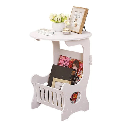 Tavolino Laterale Per Casa Soggiorno Comodino Camera Con Cestino Portariviste Multiuso