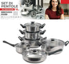Set Batteria Di Pentole 12pz In Acciaio Inox Ad Induzione Coperchi Con Valvola Sicurezza