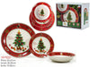 Servizio Di Piatti Natalizio In Porcellana 18pz Decoro Albero Natale Renne Pacchi Regalo