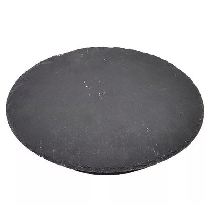 Vassoio Tondo In Ardesia Girevole Tagliere Nero ø30cm Pietra Naturale Da Sushi Ristorante