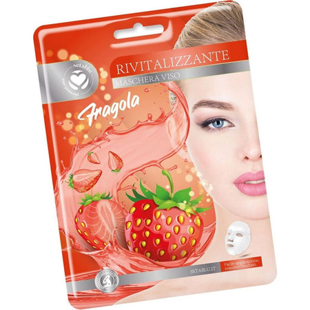 Maschera Viso Alla Fragola In Tessuto Rivitalizzante Per Cura Pelle Facile Applicazione