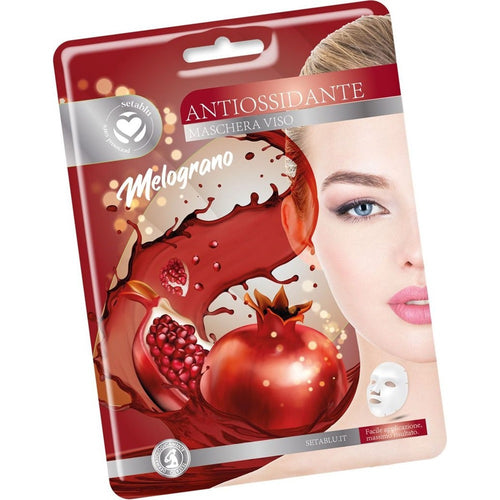 Maschera Viso Al Melograno In Tessuto Antiossidante Per Cura Pelle Facile Applicazione