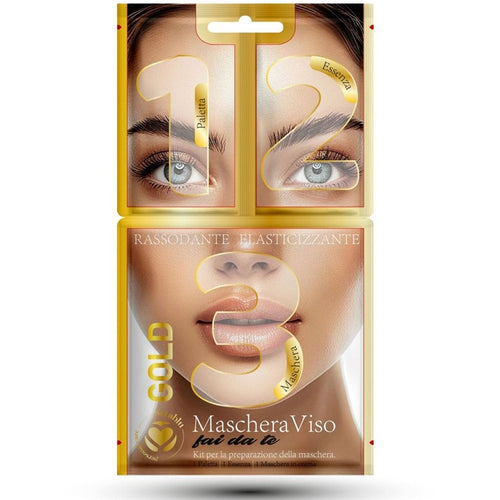 Maschera Viso Diy Gold 30+6gr In 3 Fasi Fai Da Te Rassodante Elasticizzante Per La Pelle