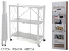 Scaffale Multiuso Libreria Pieghevole Con 3 Ripiani Ruote In Acciaio Verniciato Bianco