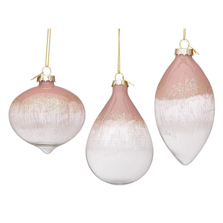 Pendaglio in vetro color rosa e bianco decorazione per albero di natale