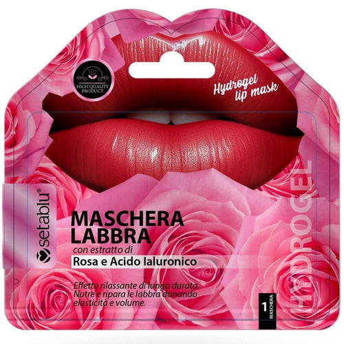 Maschera Labbra Hydrogel Con Estratto Di Rosa Acido Ialuronico Effetto Rilassante Nutriente
