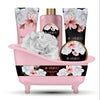 Set Regalo Donna 5pz A Forma Di Vasca Da Bagno Rosa Portaoggetti Per Cura Benessere Corpo