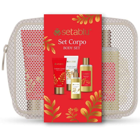 Set Corpo Con Pochette Da 4pz Con Lozione Scrub Per Cura Benessere Pelle Idea Regalo