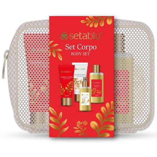 Set Corpo Con Pochette Da 4pz Con Lozione Scrub Per Cura Benessere Pelle Idea Regalo