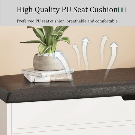 Panca Scarpiera Ingresso Con Scaffale A 3 Livelli 2 Porte Con Cuscino Morbido 100x30x52cm