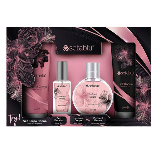 Set Regalo Corpo Donna 4pz Con Gel Doccia Lozione Profumi Fragranza Raffinata Persistente
