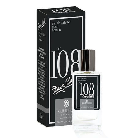 Profumo Corpo Eau De Toilette Uomo N°108 Deep Black 50ml Fragranza Intenso Misterioso 009128