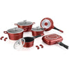 Set Batteria Di Pentole Padelle Cucina Da 15pz Professionale In Pietra Lavica Antiaderente