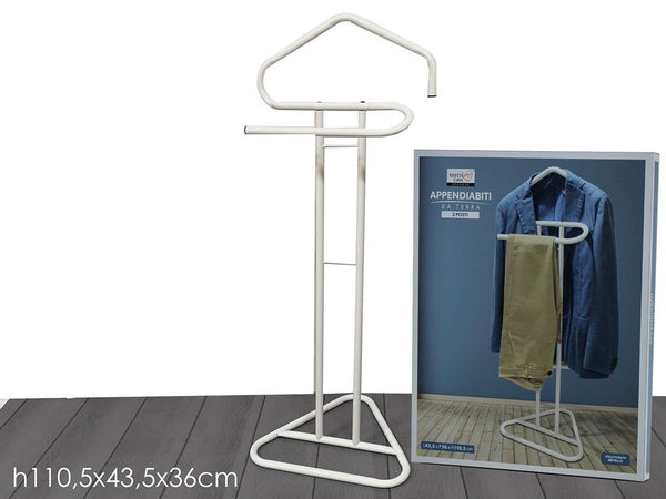 Appendiabiti Da Terra 2 Posti Attaccapanni Stand Guardaroba In Metallo 43,5x36x110,5cm