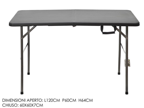 Tavolo Pieghevole Portatile Rettangolare 120cm Multiuso Campeggio Con Maniglia Trasporto