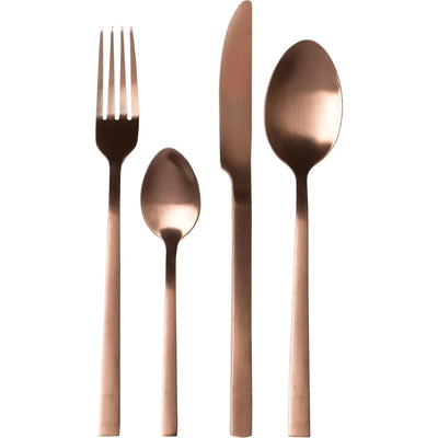 Set Servizio Di Posate In Acciaio Inox Bronzo Satinato Da 24pz Stile Elegante Raffinato