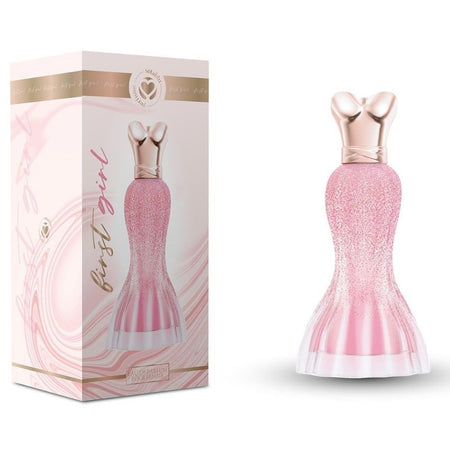 Profumo Corpo Eau De Parfum Da Donna First Girl Da 100ml A Forma D'abito Rosa Glitterato
