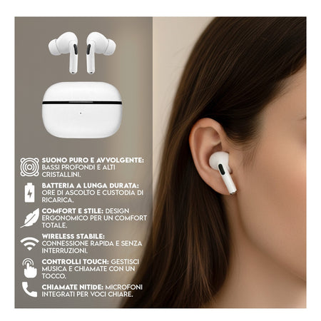 Cuffiette Auricolari Wireless G66 Microfono Hd Bassi Stereo Traduttore Ai Controllo Touch