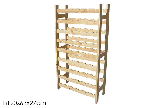 Cantinetta Portabottiglie Vino In Legno Di Pino Naturale 54 Posti 9 Ripiani H120x63x27cm