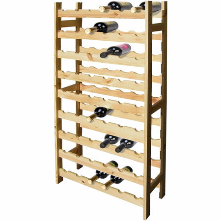 Cantinetta Portabottiglie Vino In Legno Di Pino Naturale 54 Posti 9 Ripiani H120x63x27cm