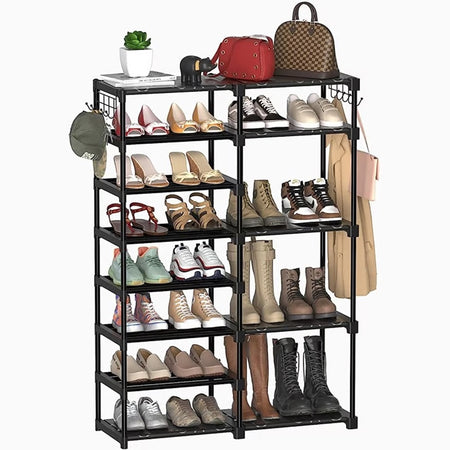 Scarpiera Appendiabiti Portaoggetti Multifunzionale A Doppia Fila Con Ganci Organizzatore