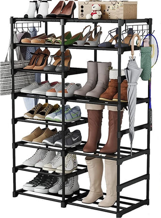 Scarpiera Appendiabiti Portaoggetti Multifunzionale A Doppia Fila Con Ganci Organizzatore