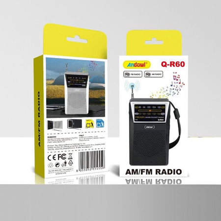 Mini Radio Portatile Tascabile Funzioni Am/fm Q-r60 Antenna Telescopica Cinturino Da Polso
