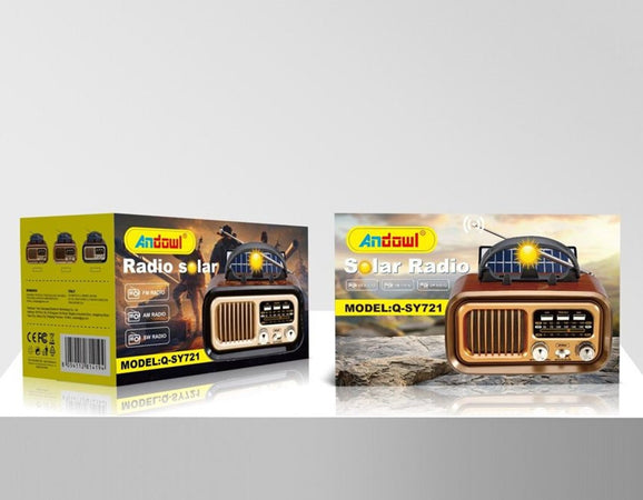 Radio Da Tavolo Con Pannello Solare Portatile Stile Vintage Retrò Bande Am Fm Sw Q-sy721