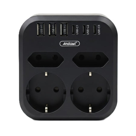 Multipresa Ciabatta 10 In 1 A 4 Slot Con 6 Porte Di Ricarica Rapida 3500 W Q-px320