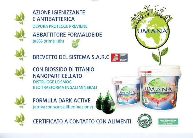 Loggia Umana Classic 2,5lt pittura bianca lavabile igienizzante ed antibatterica