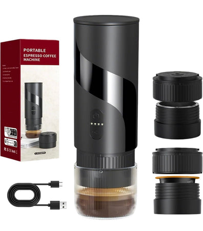 Mini Macchina Per Caffè Espresso Portatile Ricaricabile 20 Bar 2in1 Per Capsule Macinato