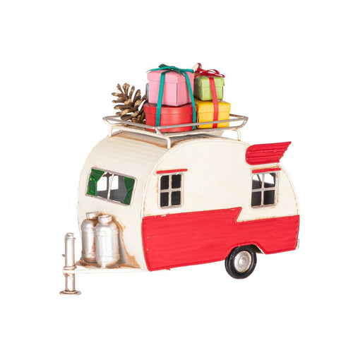 Decorazione Gladys camper in metallo e PE con regali per decorazioni natalizie