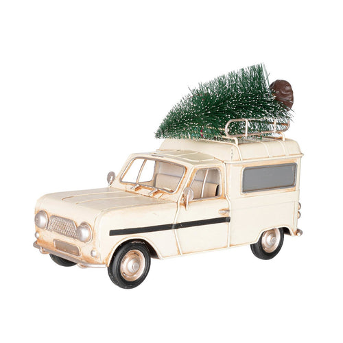 Decorazione Gillian auto antica in metallo con pino per decorazioni natalizie