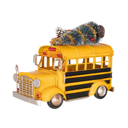 Decorazione Choris scuolabus in metallo e PE con regali per decorazioni natalizie