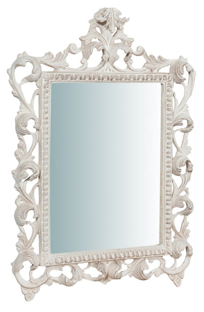 Biscottini Specchiera da parete in legno finitura bianco anticato L45xPR4xH61 cm Made in Italy