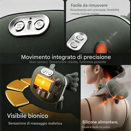 Massaggiatore Cervicale Con Manine Massaggio Elettrico Shiatsu Schiena Collo Spalle Dolore