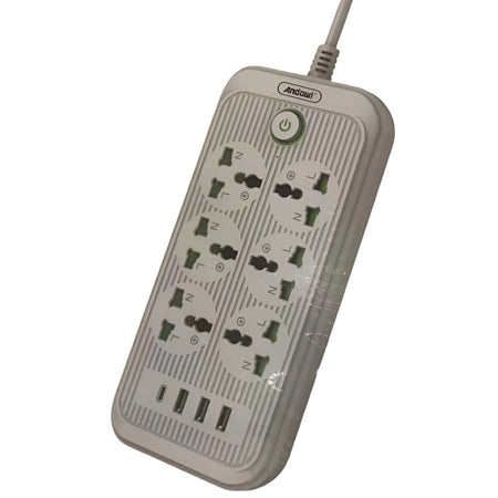 Presa Multipla Di Corrente Con 6 Prese 3 Porte Usb 1 Porta Pd 2500w Con Pulsante Q-px18