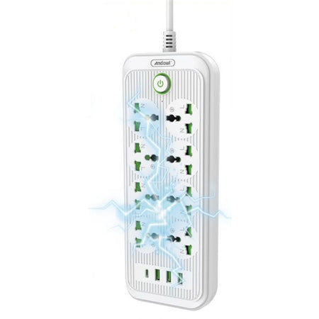 Ciabatta Multipresa Corrente Con 8 Prese 3 Porte Usb 1 Porta Pd 2500w Con Pulsante Q-px20