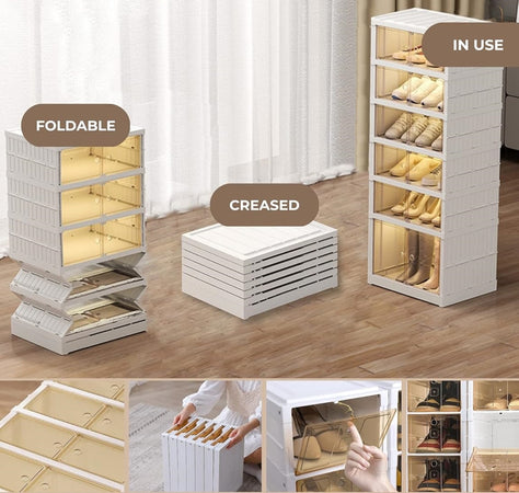 Scarpiera Pieghevole Per Scarpe Impilabile Trasparente Organizer Senza Installazione