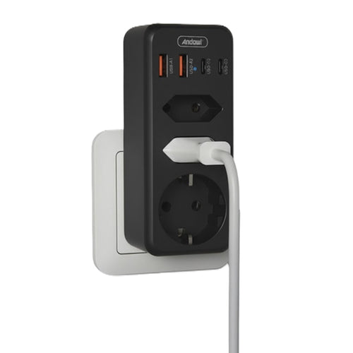 Multipresa Da Parete Multipla 7in1 Con 4 Usb 1 Schuko 2 Spine Eu 3500w Salvaspazio Q-cz3500