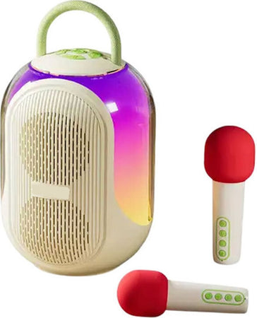 Altoparlante Karaoke Bluetooth Wireless Portatile Con Microfoni Effetti Luce Rgb Q-yx133