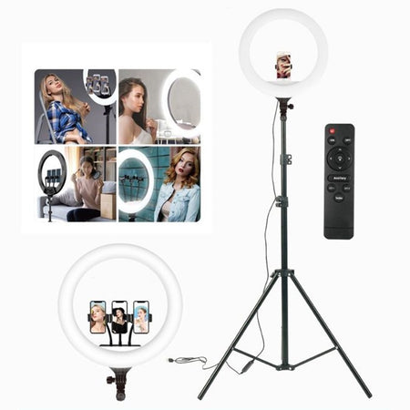 Luce Ad Anello Led Con Staffa Treppiede Telecomando Supporto Smartphone Foto Set Q-1800