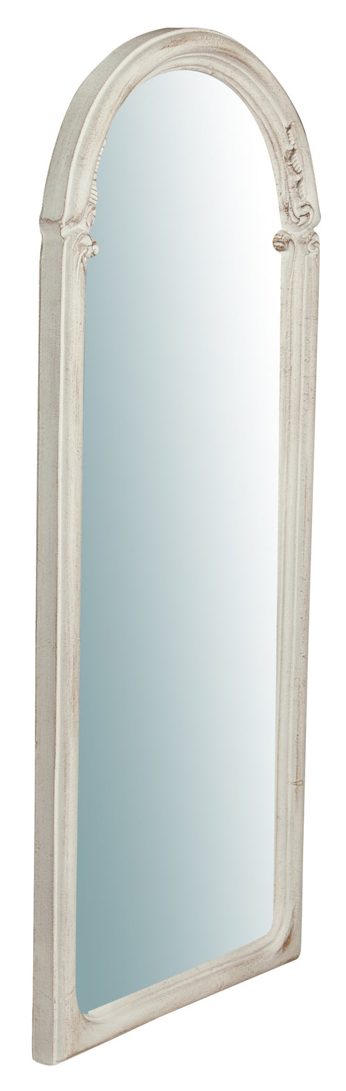 Biscottini Specchiera da parete in legno finitura bianco anticato L35xH3xL84 cm Made in Italy