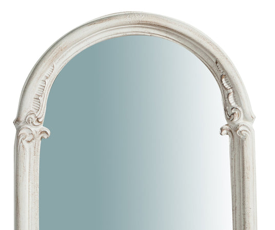 Biscottini Specchiera da parete in legno finitura bianco anticato L35xH3xL84 cm Made in Italy