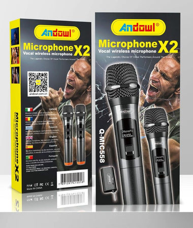 Set Di 2 Microfoni Vocali Wireless Per Registrazione Trasmissione In Diretta Q-mic558