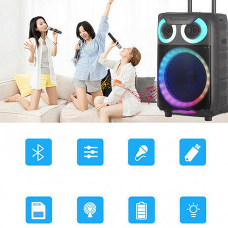 Altoparlante Bluetooth Karaoke Con Microfono Telecomando Effetti Di Luce Led Rgb Q-yx8000