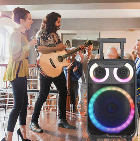 Altoparlante Bluetooth Karaoke Con Microfono Telecomando Effetti Di Luce Led Rgb Q-yx8000