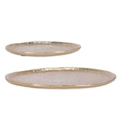 Piatto decorativo Sheeny in alluminio color oro per decorazioni natalizie set da 2